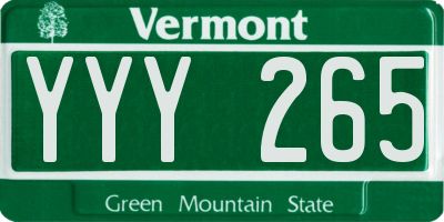 VT license plate YYY265