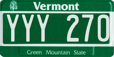 VT license plate YYY270