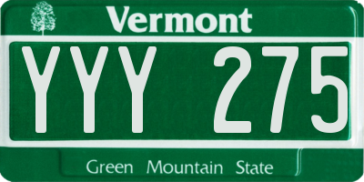 VT license plate YYY275