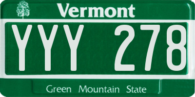 VT license plate YYY278
