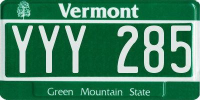 VT license plate YYY285