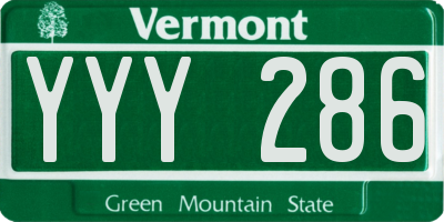 VT license plate YYY286