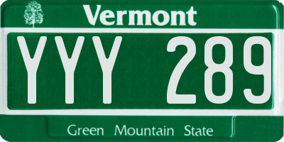VT license plate YYY289