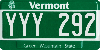 VT license plate YYY292