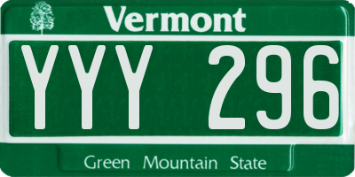 VT license plate YYY296