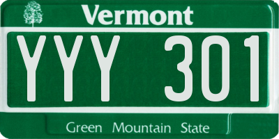 VT license plate YYY301