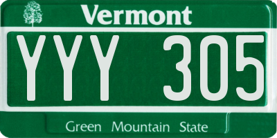 VT license plate YYY305