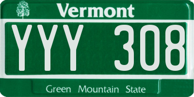 VT license plate YYY308