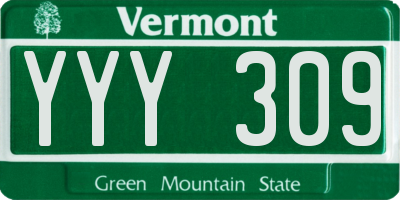 VT license plate YYY309
