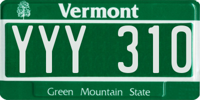 VT license plate YYY310