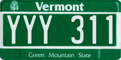 VT license plate YYY311