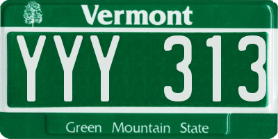 VT license plate YYY313