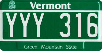 VT license plate YYY316