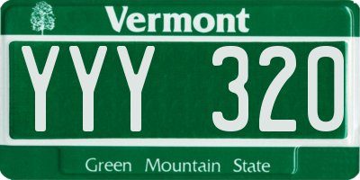 VT license plate YYY320