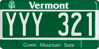 VT license plate YYY321