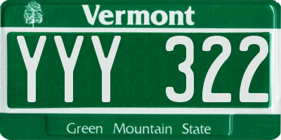 VT license plate YYY322