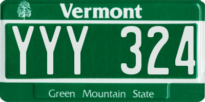 VT license plate YYY324