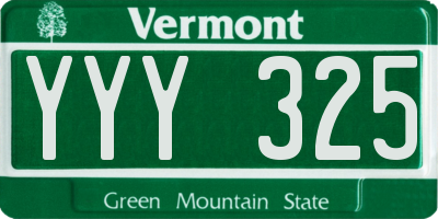 VT license plate YYY325