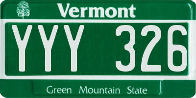 VT license plate YYY326
