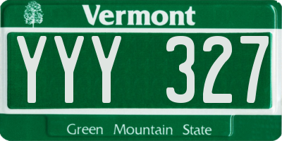 VT license plate YYY327