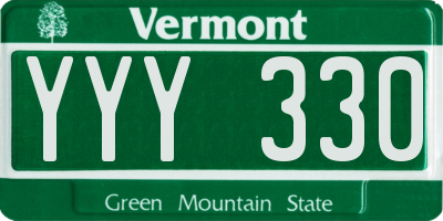 VT license plate YYY330