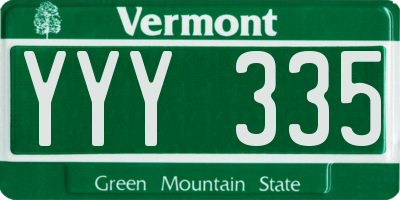 VT license plate YYY335