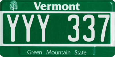 VT license plate YYY337
