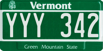VT license plate YYY342