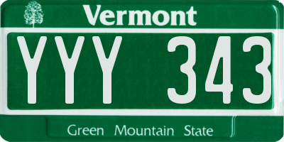 VT license plate YYY343