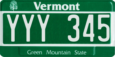 VT license plate YYY345
