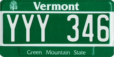 VT license plate YYY346