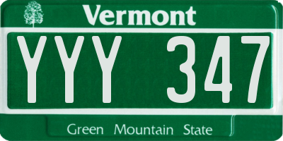 VT license plate YYY347