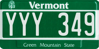VT license plate YYY349