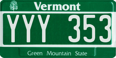 VT license plate YYY353