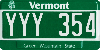VT license plate YYY354