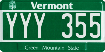VT license plate YYY355