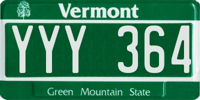 VT license plate YYY364