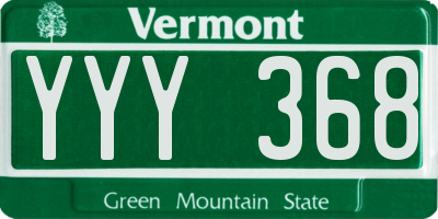 VT license plate YYY368
