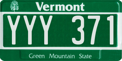 VT license plate YYY371