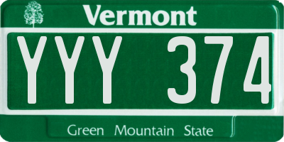 VT license plate YYY374