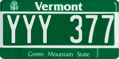 VT license plate YYY377