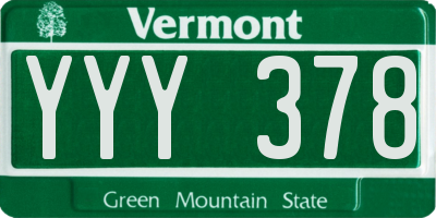 VT license plate YYY378