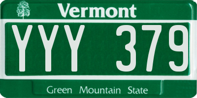 VT license plate YYY379