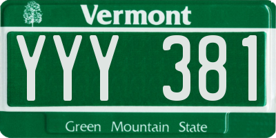 VT license plate YYY381