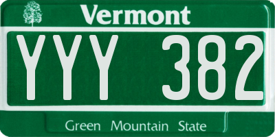 VT license plate YYY382