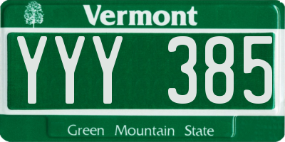VT license plate YYY385