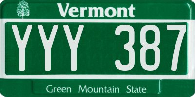 VT license plate YYY387