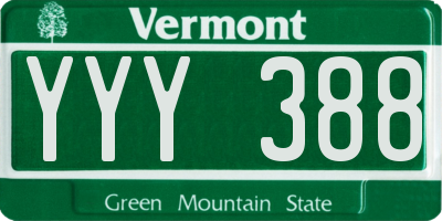 VT license plate YYY388