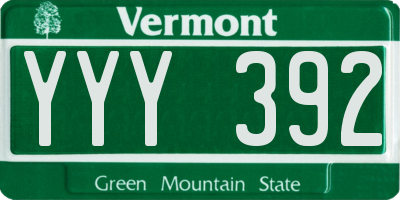 VT license plate YYY392