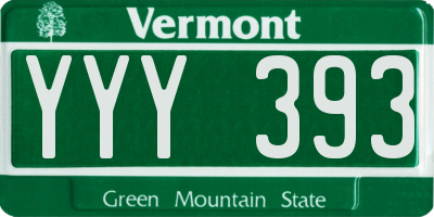 VT license plate YYY393